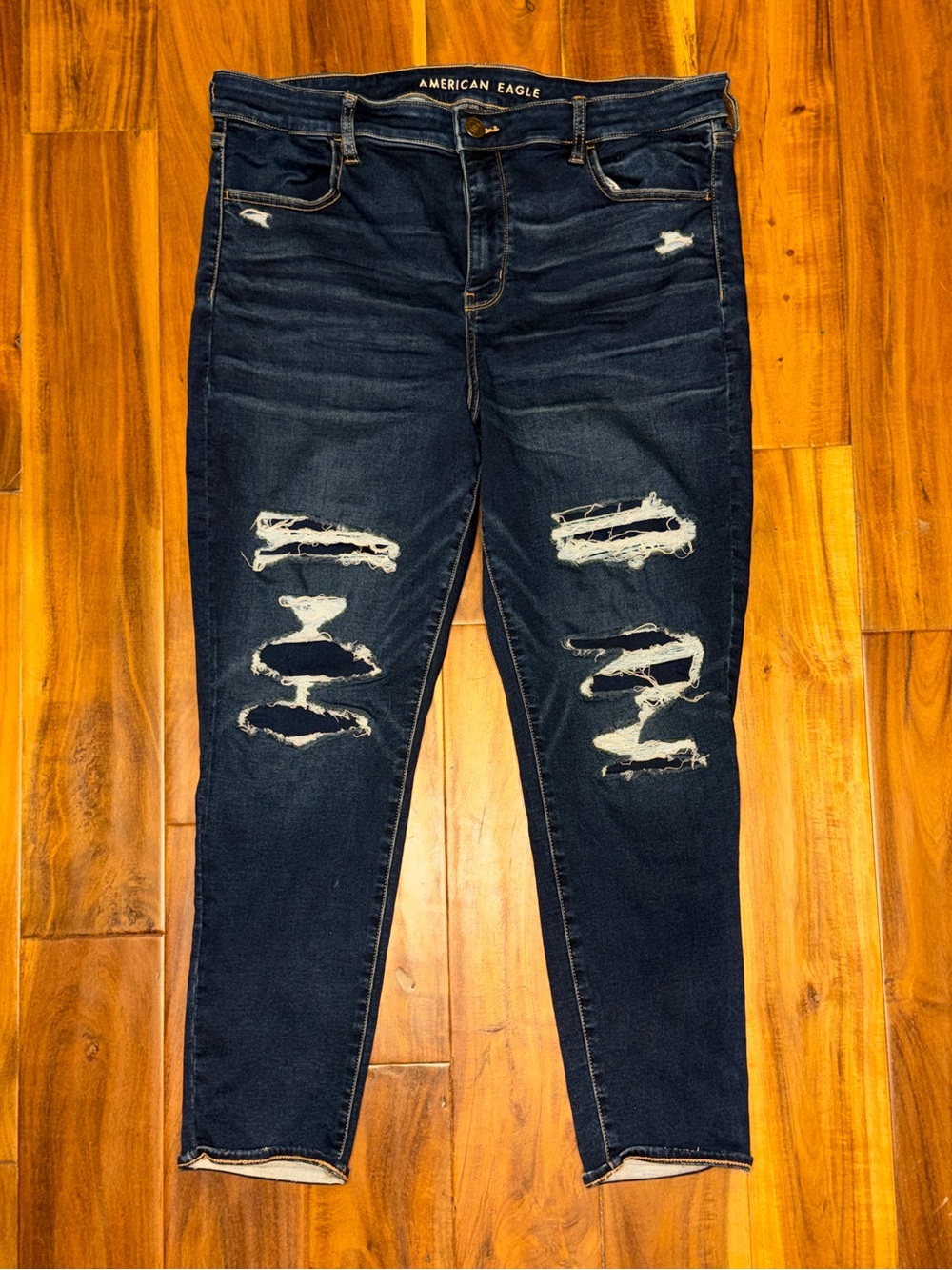 American Eagle Outfitters Dark Indigo Distressed Skinny Jeans